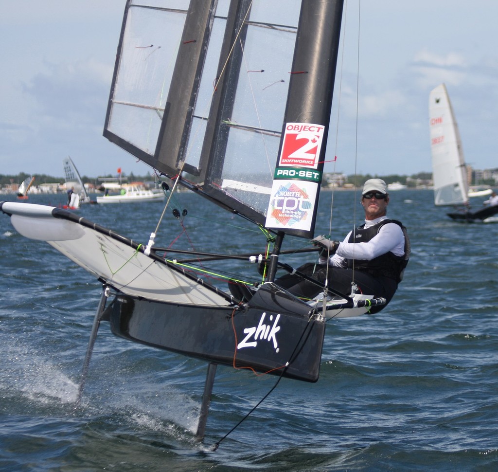 Charlie McKee tries the solid wing lr - Zhik Moth Australian Championships 2011 &copy; Sail-World.com /AUS http://www.sail-world.com